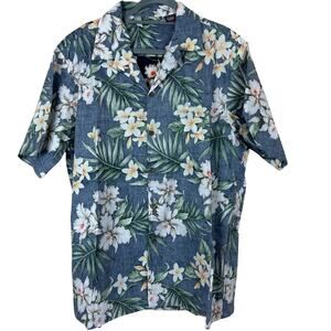 Vintage Made in Hawaii Floral Aloha Resort Shirt Reverse Look USA Mens L XL